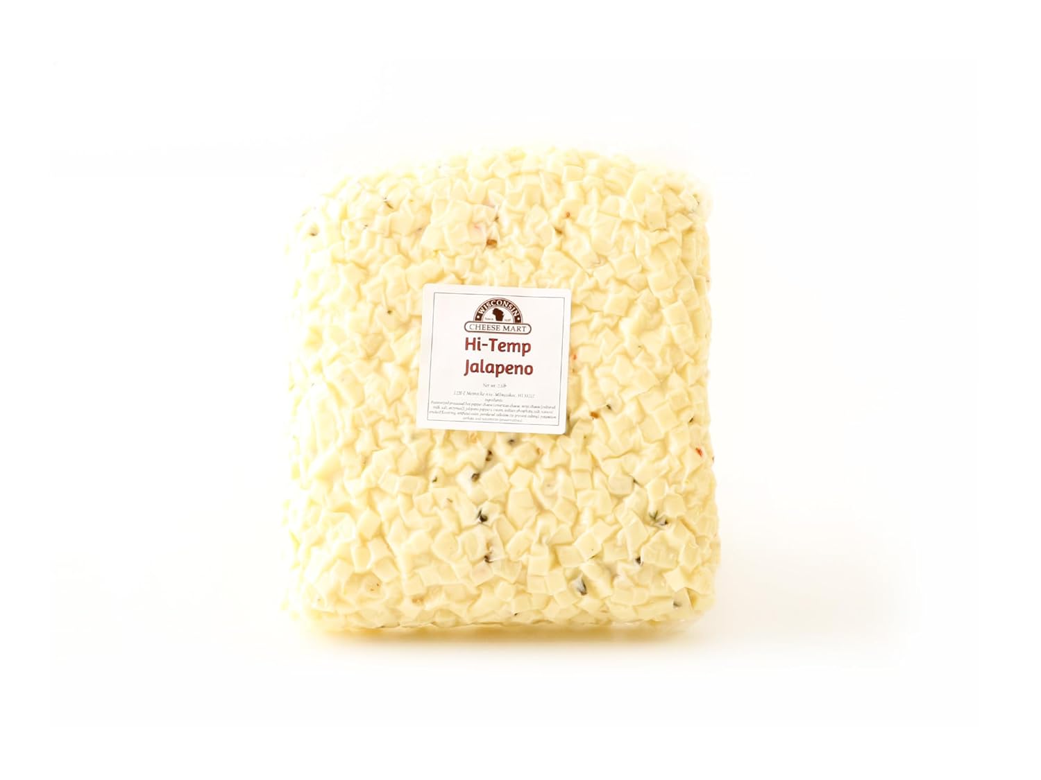 Hi-Temp Monterey Jack with Jalapeno Cheese 2.5 lbs | (1) 2.5 lb Bag | Authentic Wisconsin-Made Premium High-Temperature Jalapeno Jack Cheese | Perfect for Smoking, Grilling & Sausage Making | Melts Without Oozing
