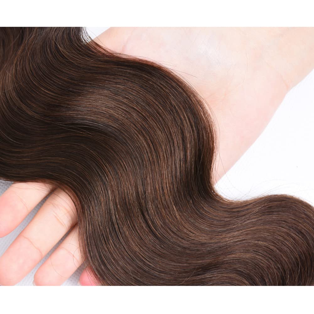 26 28 30 Inch Body Wave Bundles Human Hair Extension Hair Cheveux Humain Tressés Double Weft #4 Chocolate Brown Brazilian Remy Virgin Human Hair Weave 3 Bundles Total 300g