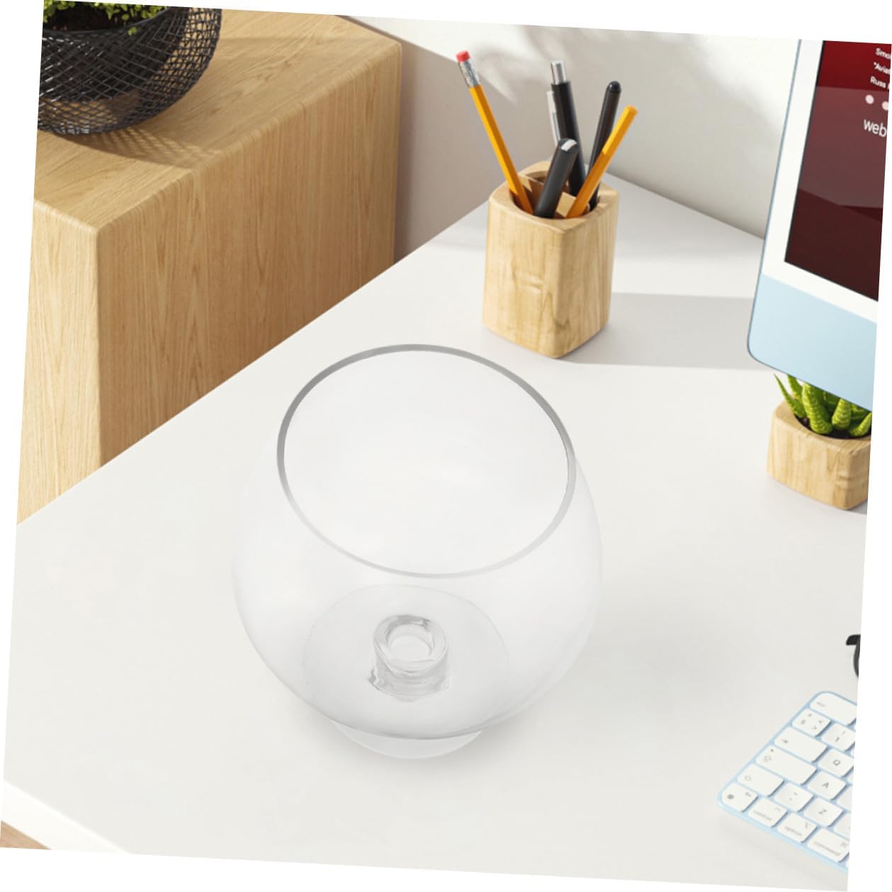 Glass Fish Bowl Aquarium Tank 7000ml Glass Fish Tank Hydroponic Plant Holder Office Decoration