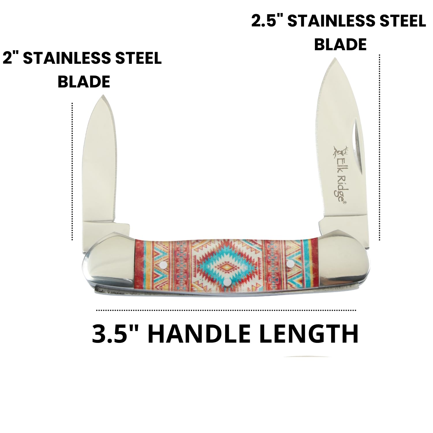 Elk Ridge Collection Every Day Carry 3 Blade Smooth Non-Slippery Handle Trapper Folding Pocket Knife (Orange)