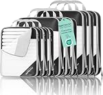 NICOSHOW 6 Set Compression Packing Cubes, Compressible Travel Packing Cubes Travel Essentials, Luggage Organizers for Carry-on Suitcase, Wine