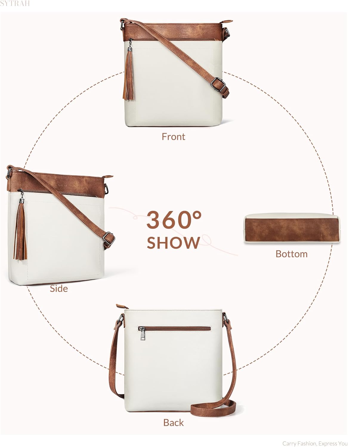 Crossbody Purses for Women, Premium Vagan Leather Crossbody Bag, Adjustable Strap Lightweight Shoulder Bag with Tassel - Image 8