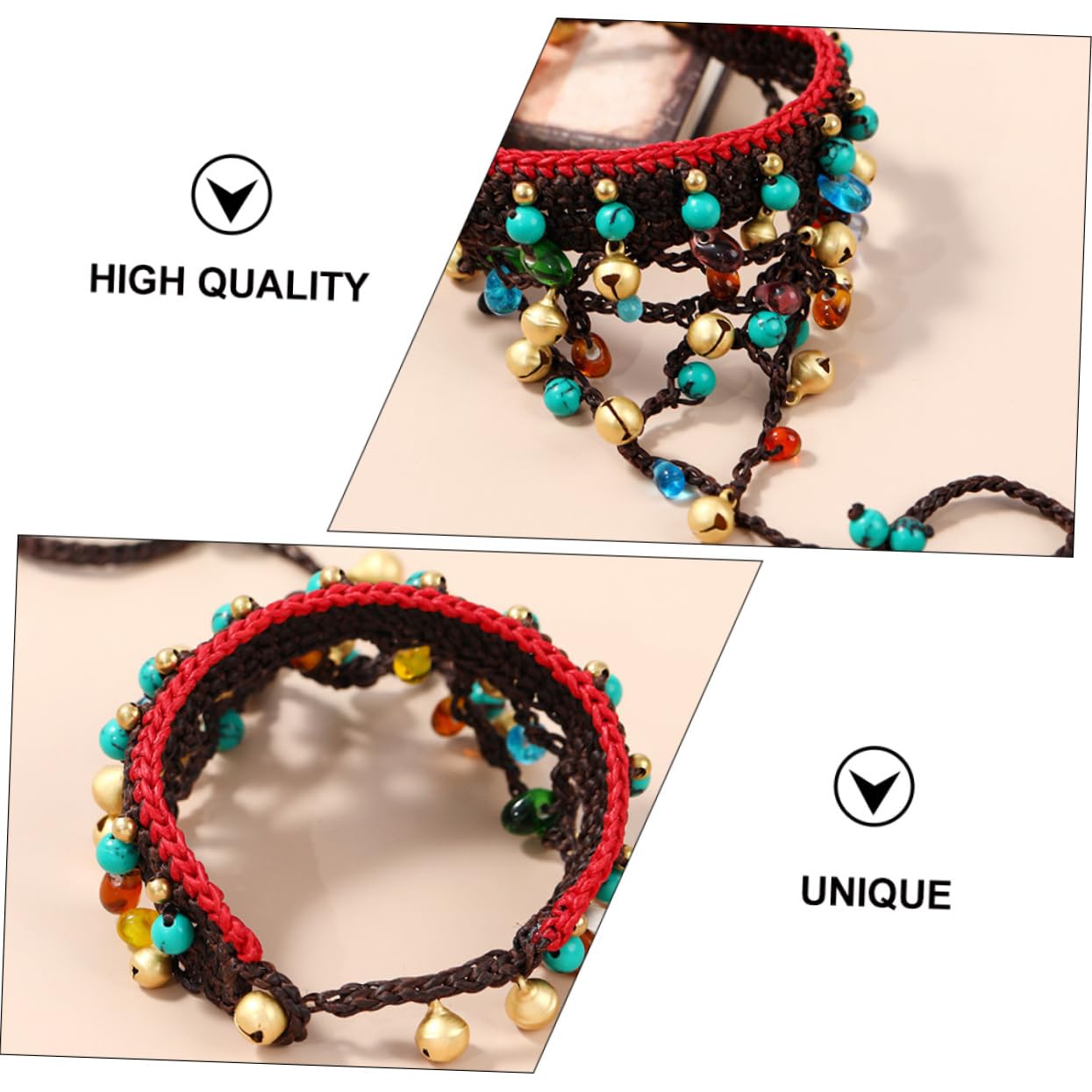 2piezas Bohemian Style Braided Finger Bracelet for Women Unique Wrist Chain Fashion Accessory for Daily Wear and Travel