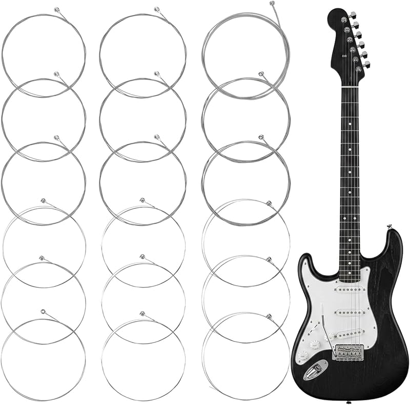 18Pcs Electric Guitar Strings, Silver Stainless Steel Core Guitar Electric 6 String Set, Including E-1st B-2nd G-3rd D-4th A-5th E-6th, Guitars Accessories
