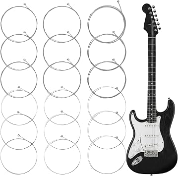 18Pcs Electric Guitar Strings, Silver Stainless Steel Core Guitar Electric 6 String Set, Including E-1st B-2nd G-3rd D-4th A-5th E-6th, Guitars Accessories
