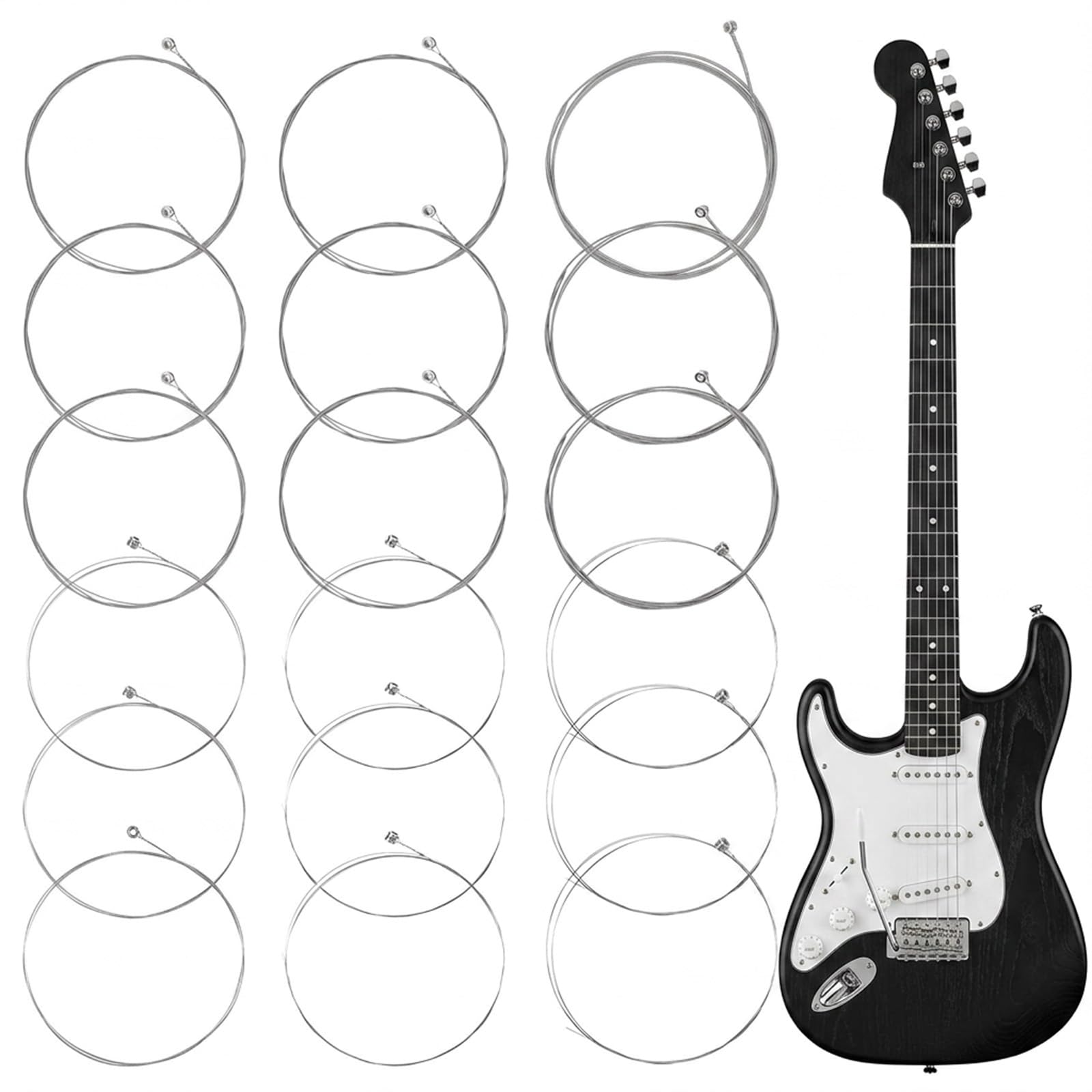 18Pcs Guitar Strings Electric, Silver Stainless Steel Core Guitar Electric 6 String Set, Including E-1st B-2nd G-3rd D-4th A-5th E-6th, Guitars Accessories