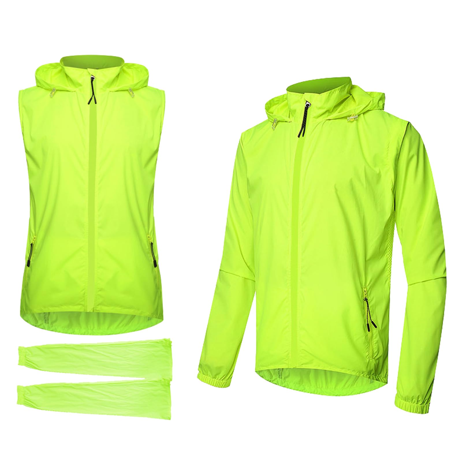 ARMAAN 2-in-1-Fahrradweste für Herren/Damen mit abnehmbaren Ärmeln, Jacke, Sonnenschutz, reflektierend, Fahrrad-Windjacke, Outdoor-Lauftrikot, MTB, Bergsteigen, langärmeliger Fahrradmantel