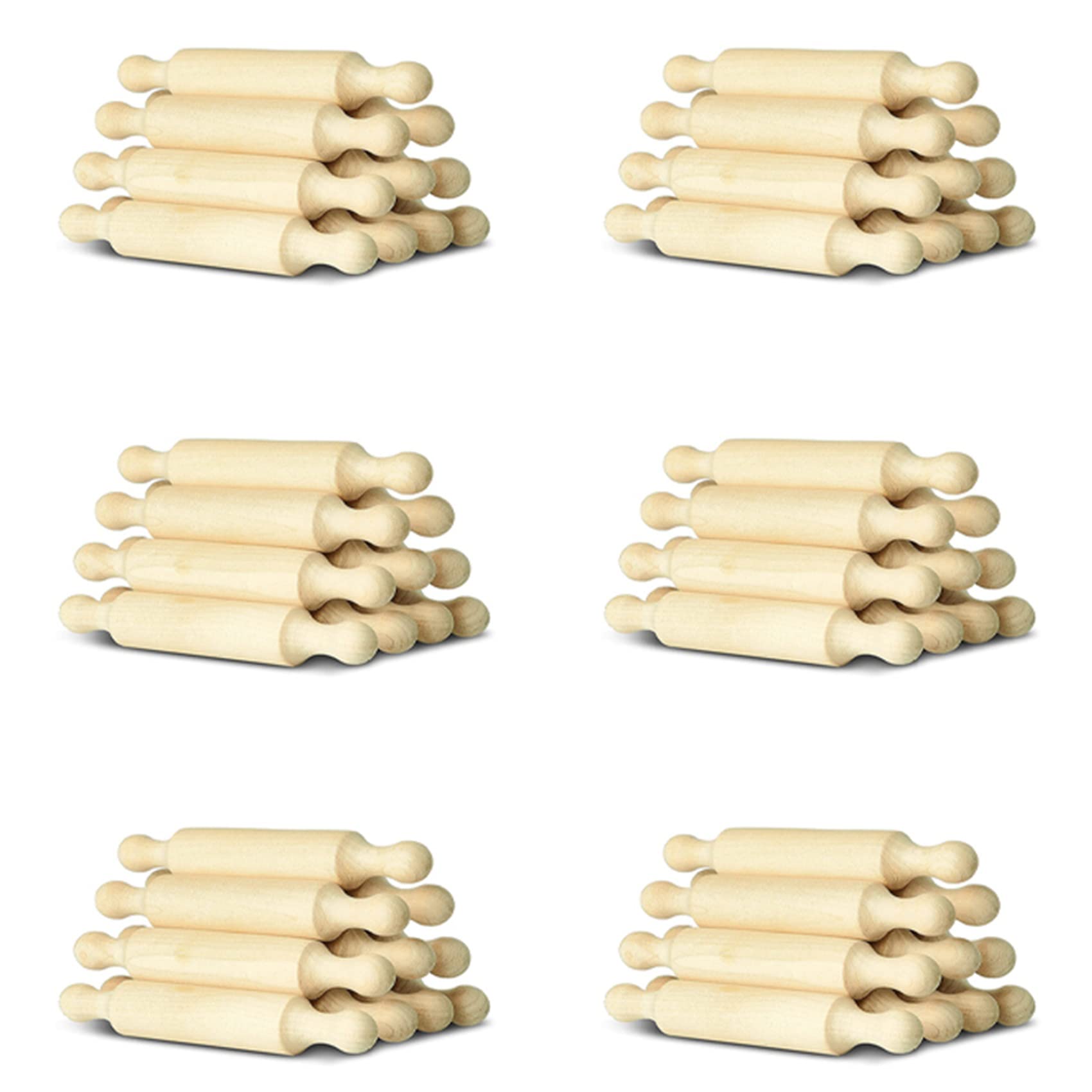 6X Mini Rodillo de Madera de 6 Pulgadas de para Hornear Cocina Rodillo Pequeño Rodillo de Masa de Madera para Niños Pasta de Fondant