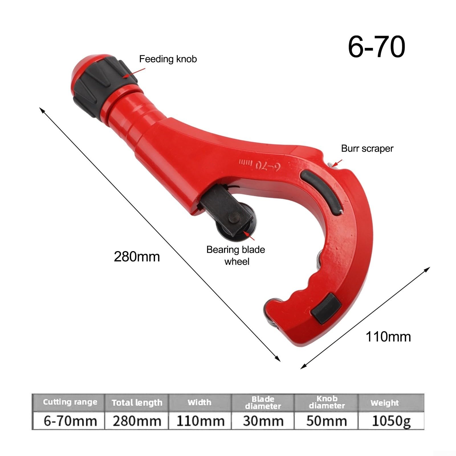 Tagliatubi per professionale in Lega con Lama SKD11 per Tubi Rame e per acciaio 5-50mm per utile Idraulico(6-70)