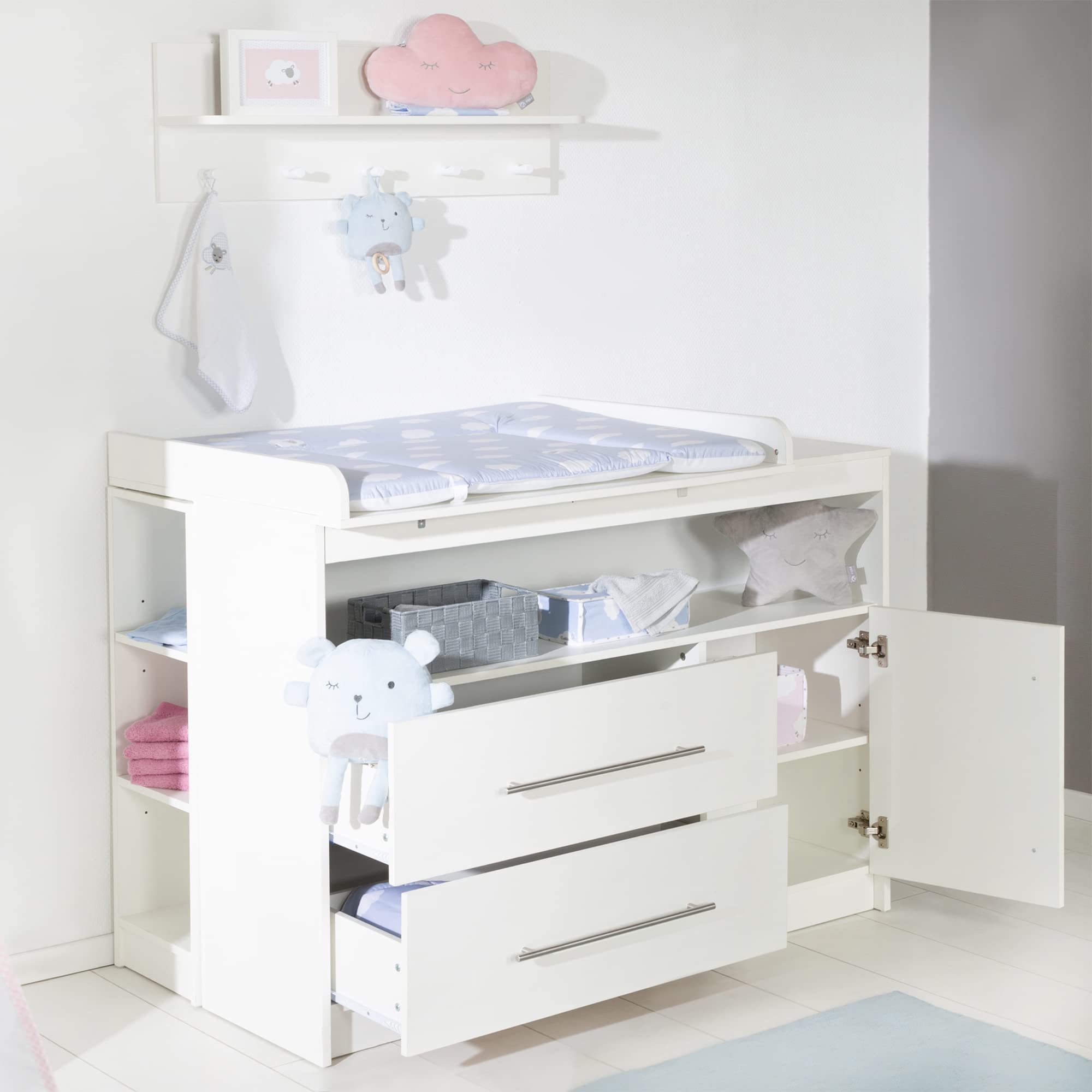 roba Babymöbel Maren - Lot de 2 pièces - Lit d'enfant 70 x 140 cm transformable + commode à langer - Blanc