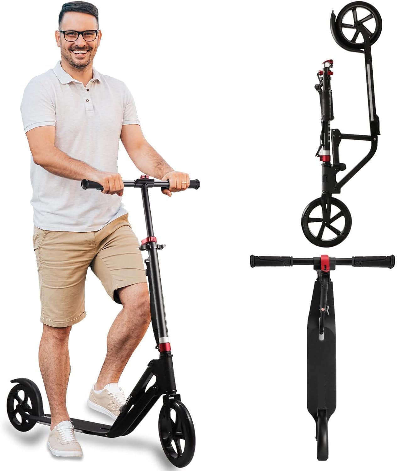 Scooter for Kids 6-12 & Adults | Adjustable Height, Foldable, Lightweight Aluminum Frame | Holds Up to 220lbs | Smooth Ride on Any Terrain