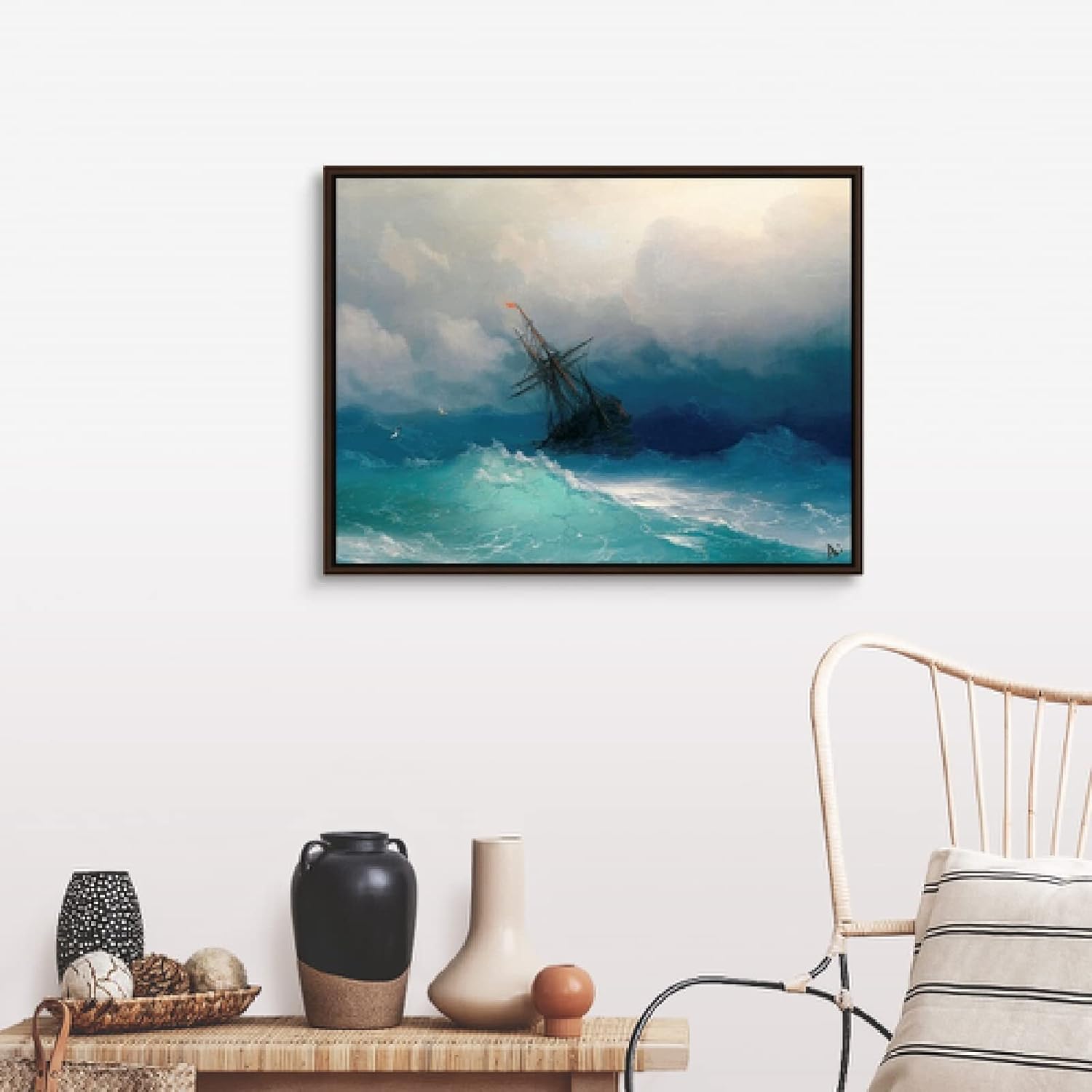 SYSMYXGS Easy Paint by Numbers Kits for Adults Beginner DIY Acrylic Painting with Paints Brushes on Oil CanvasHome Decor— Ship On Stormy Seas by Ivan Konstantinovich Aivazovsky