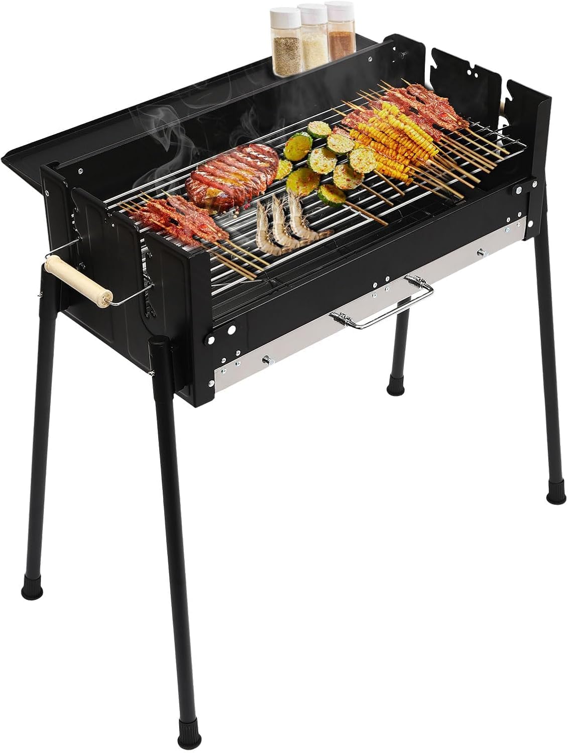 Przenośny grill na węgiel drzewny – składany grill Hibachi ze stali nierdzewnej do gotowania na świeżym powietrzu, idealny na kemping, wędrówki i pikniki