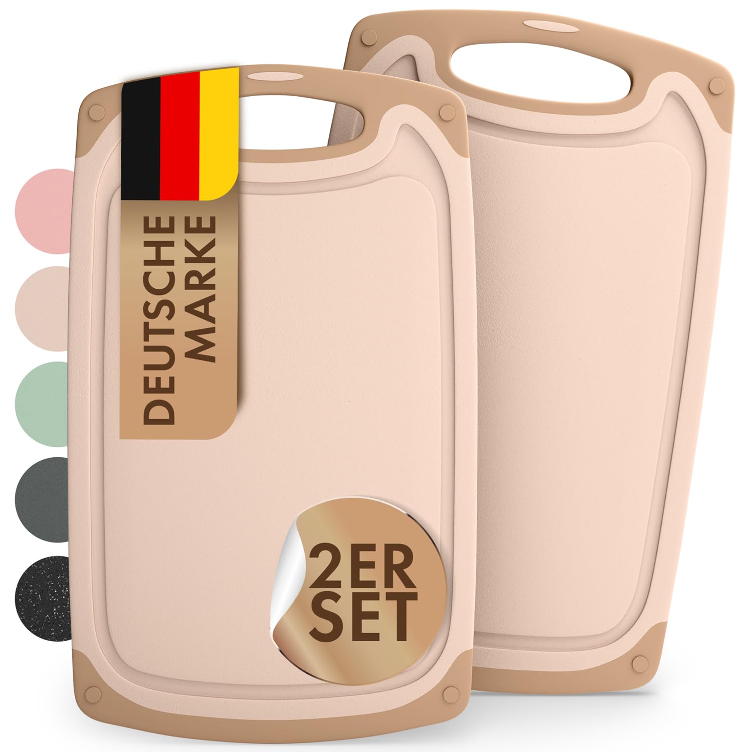 Blumtal Frühstücksbrettchen Kunststoff 25x15 cm im 2er Set - Brettchen spülmaschinenfest - Frühstücksbretter Kunststoff BPA-frei - Schneidebrett spülmaschinenfest - robuste Schneidebretter Beige