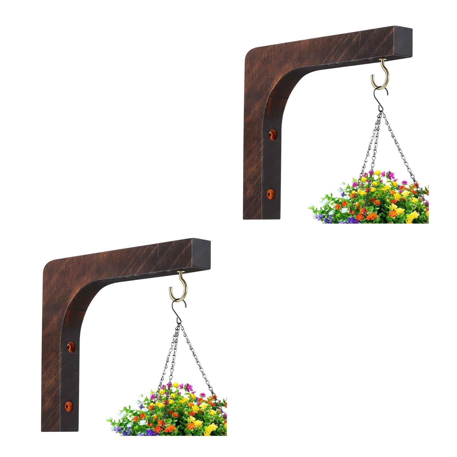 Support de plante suspendu en bois Toddmomy lot de 2 crochets déco intérieur extérieur