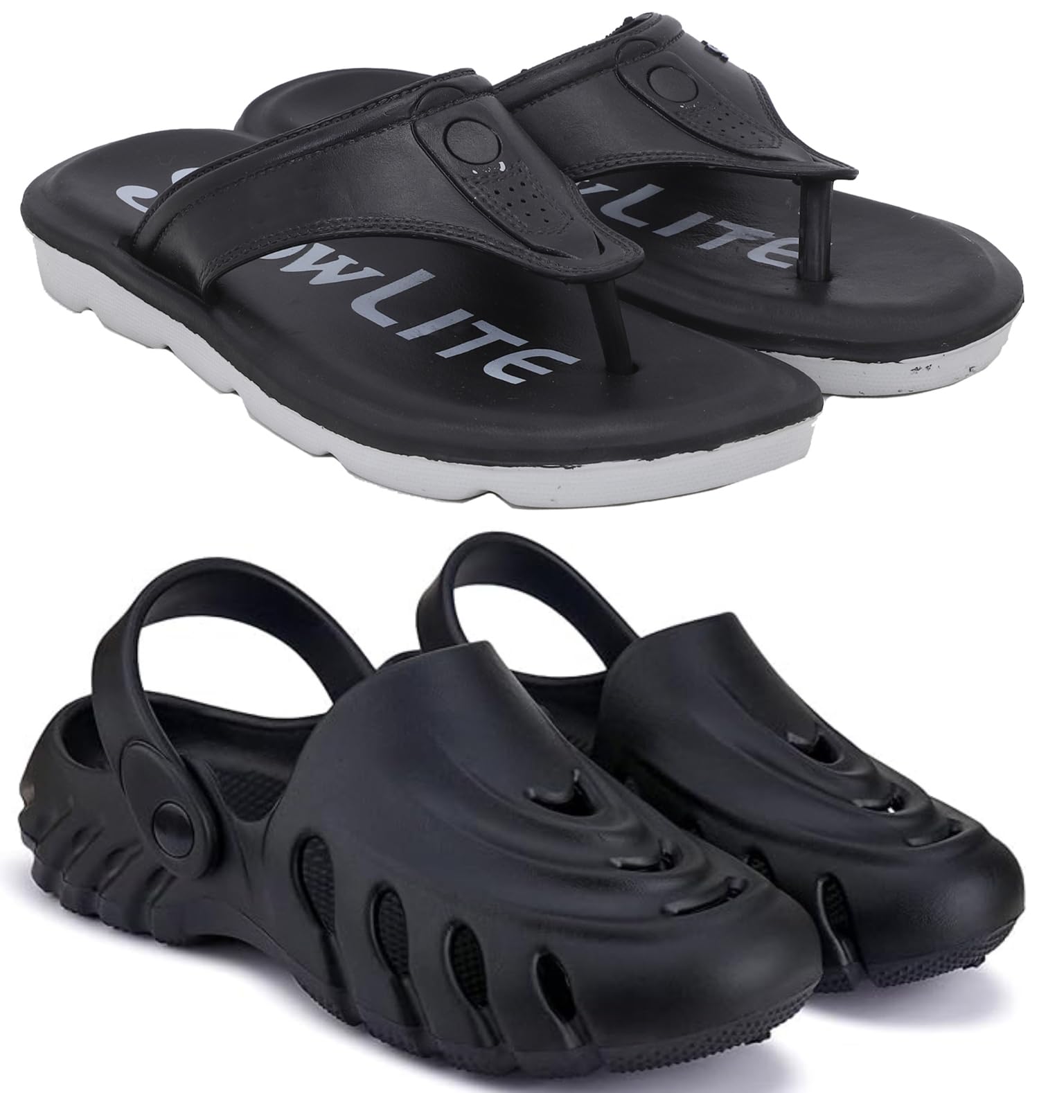 clogs for men classic casual sandals with adjustable back strap anti-skid lightweight flip-flop slipper slides for men's & boy's combo pack of 2