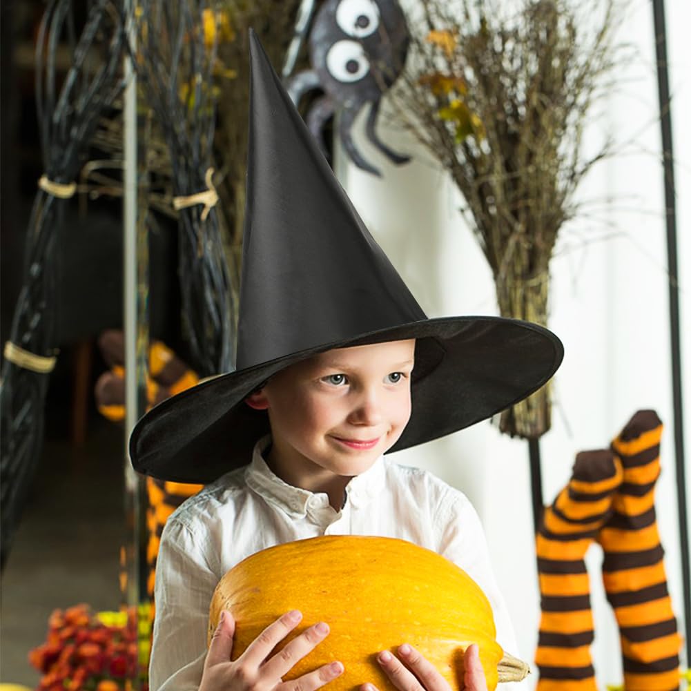 LKNBIF 10pcs Halloween Witch Hats for Women Kids Adults Black Witches Hat Pointed Wizard Hat Halloween Decorations Black Cosplay Party Witches Hats Costume Accessory - Image 4