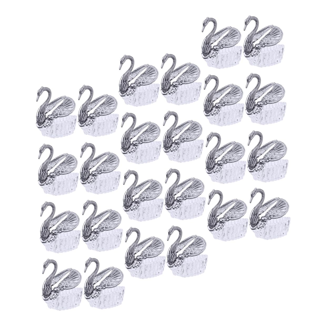 PRETYZOOM Confezione 24 Pezzi Scatole Bomboniere Matrimonio Stile Europeo in Acrilico a Forma di Cigno Argentato, Contenitori per Confetti Eleganti e Sicuri per Nozze