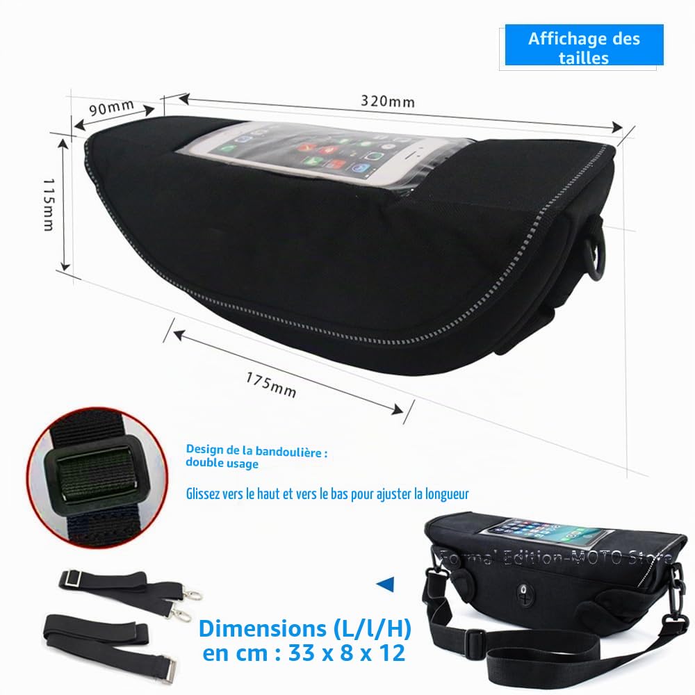 Sac de guidon pour XL750 Transalp 2023- XL650 XL 750 650 Sac de navigation pour volant de moto, sac de téléphone étanche portable (A)