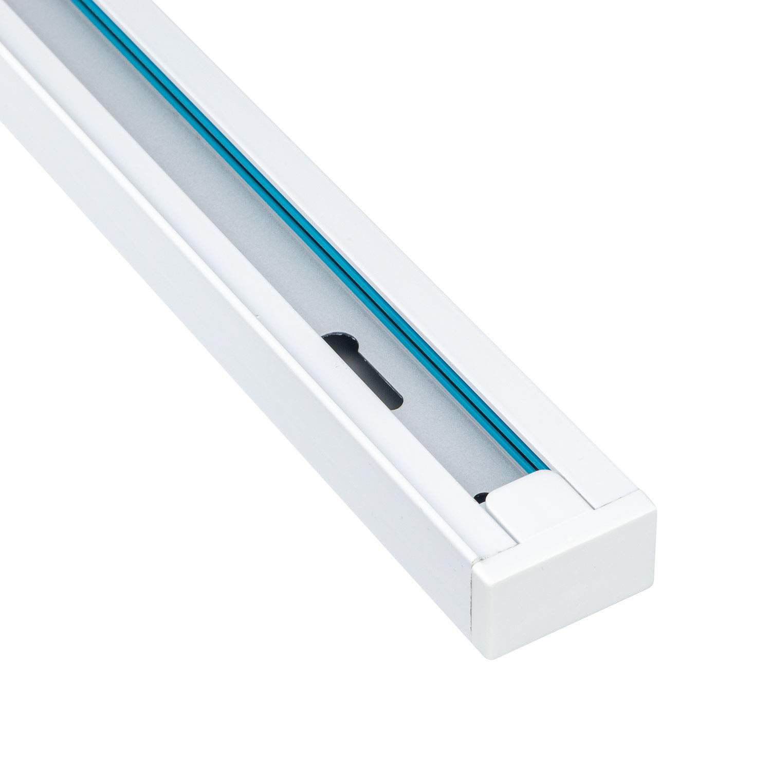 POPP® Carril monofásico 2 metro Accesorio para carril LED *foco no incluido* en monofásico superficie aluminio blanco (Blanco 2 metro)