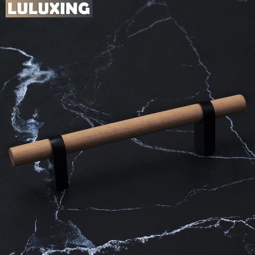 Miniatura 7 de 6 manijas y tiradores de madera para gabinetes de 4.4 pulgadas, manijas de distancia de doble agujero, accesorios modernos para cocina, barra en T