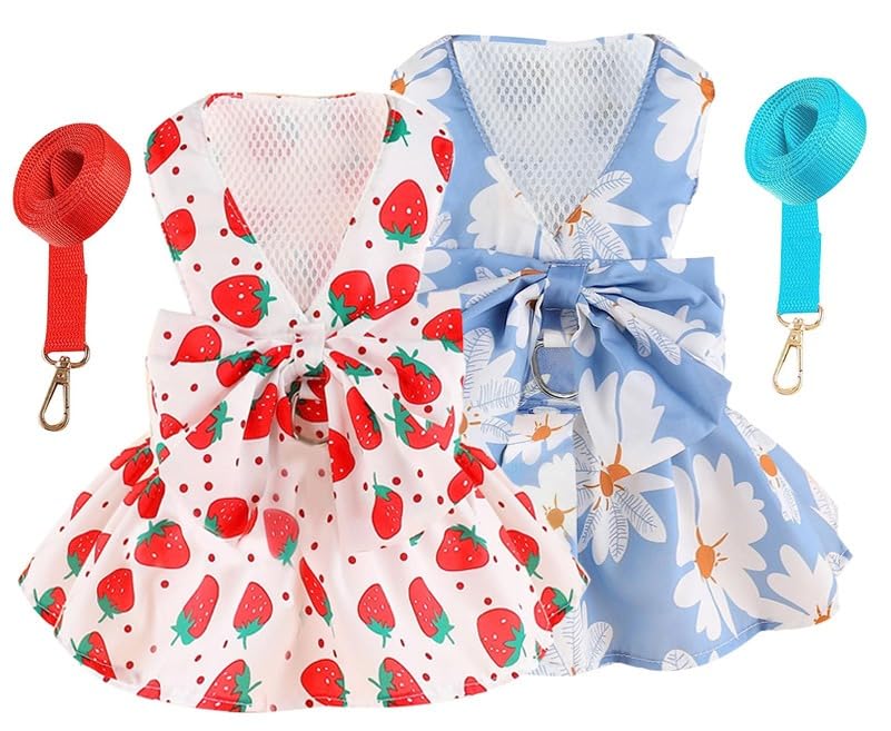 See full amazon price history chart for KUTKUT Pack of 2 Small Dog Harness Dress & Leash Set, Cute Bowknot Puppy Cat Princess Girl Dress, Soft Mesh Straberries & Floral Pattern Female Dog Dress for Shihtzu, Papillon etc(Size:L, Chest:45cm) KUTKUT Pack of 2 Small Dog Harness Dress & Leash Set, Cute Bowknot Puppy Cat Princess Girl Dress, Soft Mesh Straberries & Floral Pattern Female Dog Dress for Shihtzu, Papillon etc(Size:L, Chest:45cm) (B0CLCT3PFS) Amazon Price History, Amazon Price Tracker