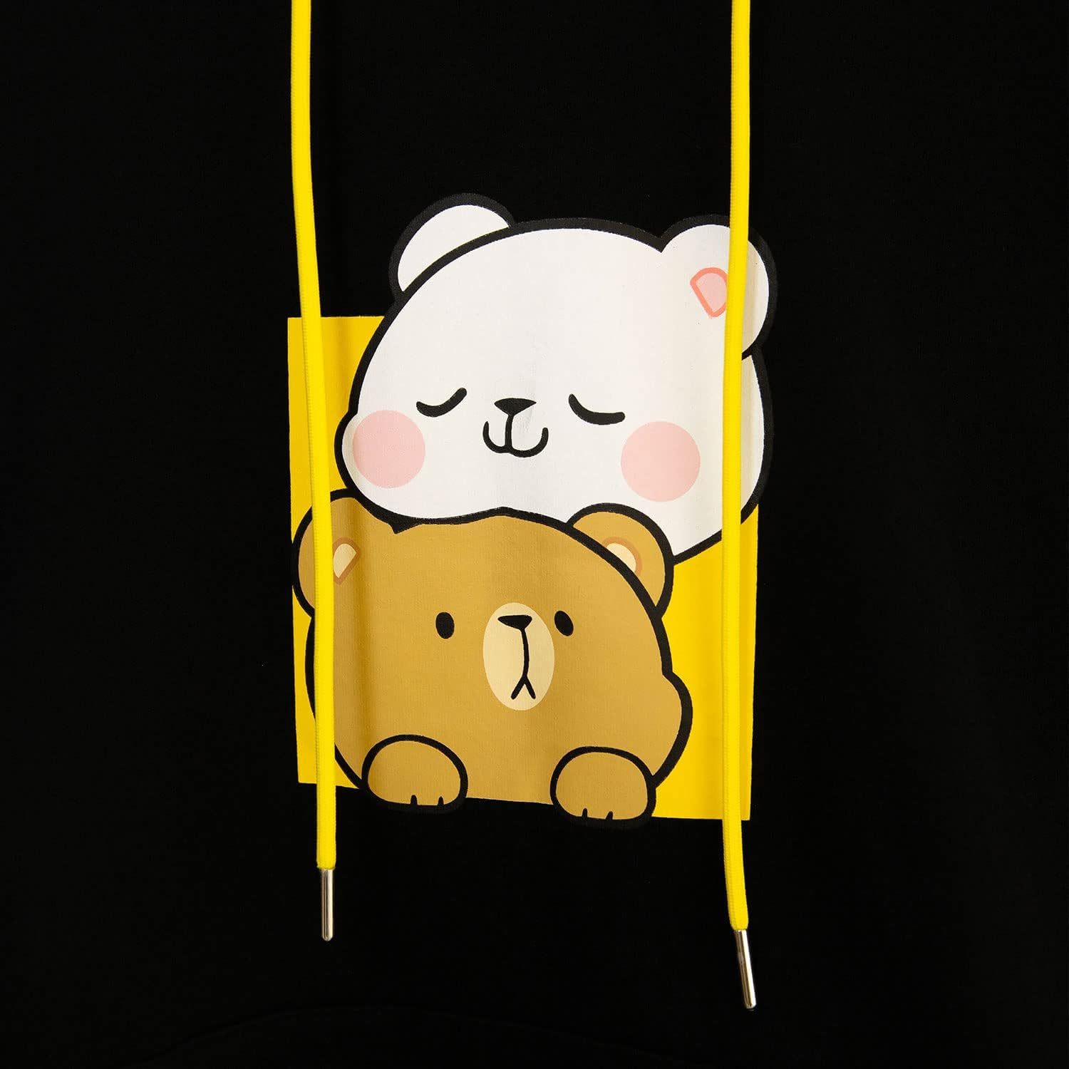 Milkmochabear Official Smooch and Snuggle Fleece Hoodie Unisex Drop-Shoulder Milk Mocha Screen Print Embroidered