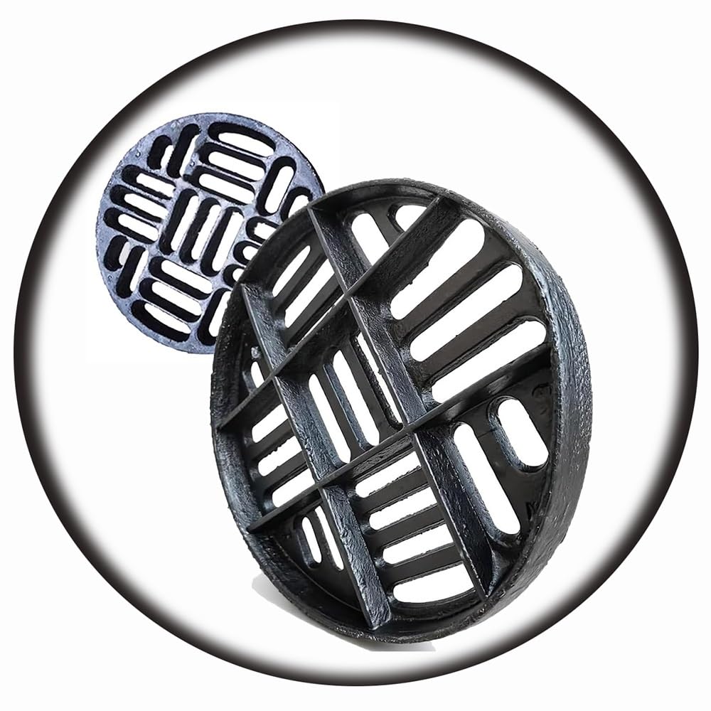 Grille de vidange ronde en fonte pour assainissement extérieur 35cm