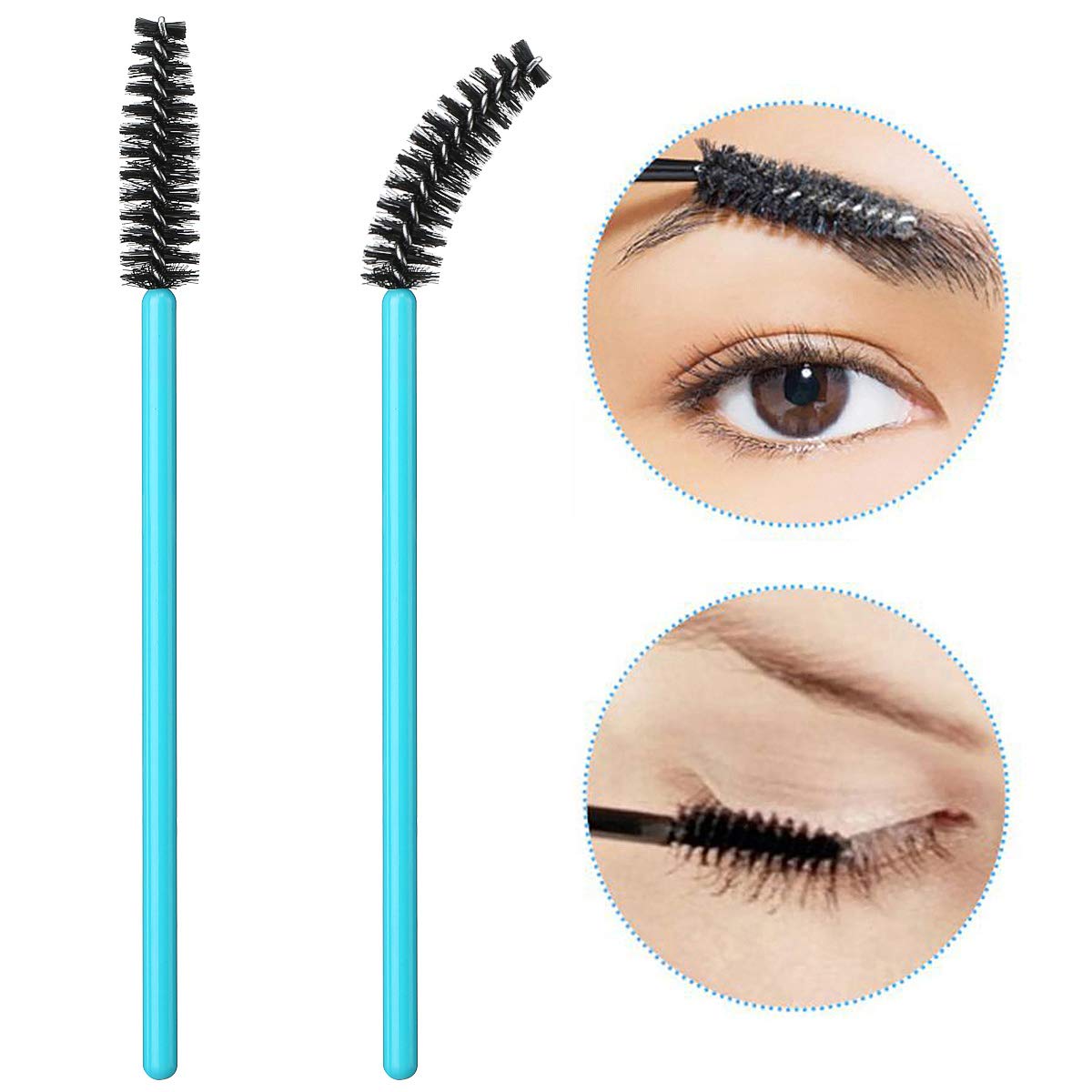 Akstore 100 Pack Disposable Eyelash Mascara Brushes Eyelash Brush Wands Applicator Makeup Kits (Blue-Black) : Beauty & Personal Care