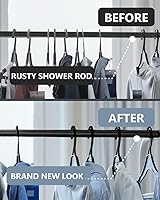 Vista 3 de TidyFriend - Funda para barra de ducha, paquete de 2 barras de cortina de ducha de 58 pulgadas, protector y fácil de instalar (negro)