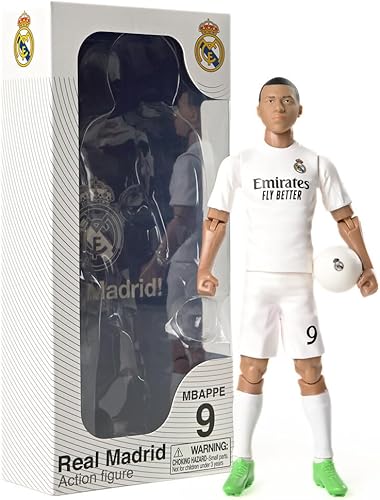 Banbo Toys Real Madrid CF Kylian Mbappe - Figura de acción de fútbol coleccionable de 8 pulgadas