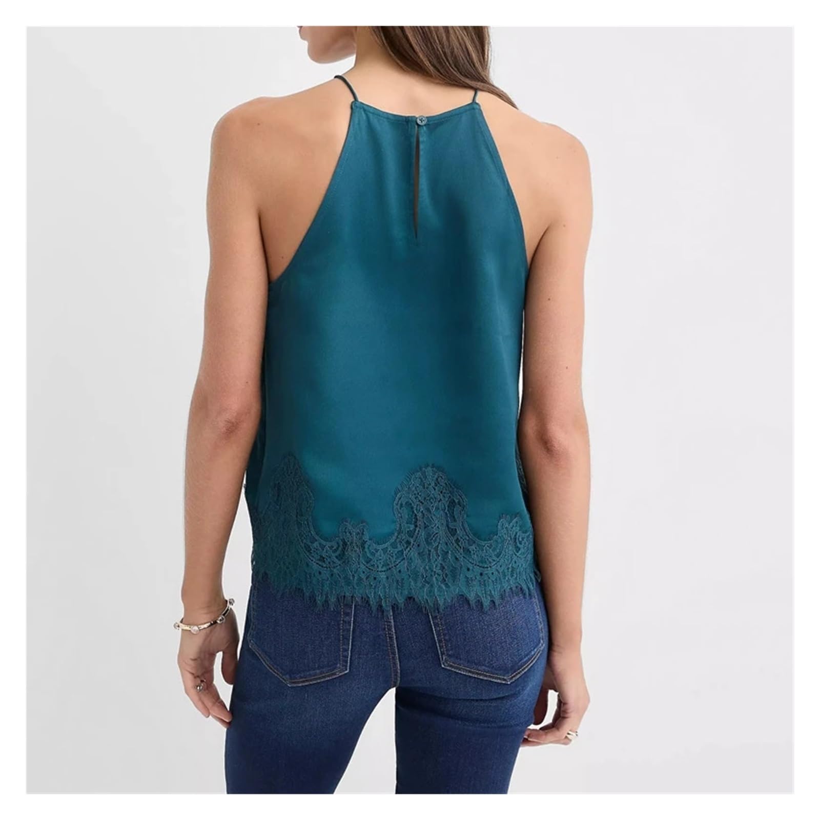 Top da Donna in Raso e Pizzo Gilet da Donna in Pizzo di Raso con Cinturino Spaghetti