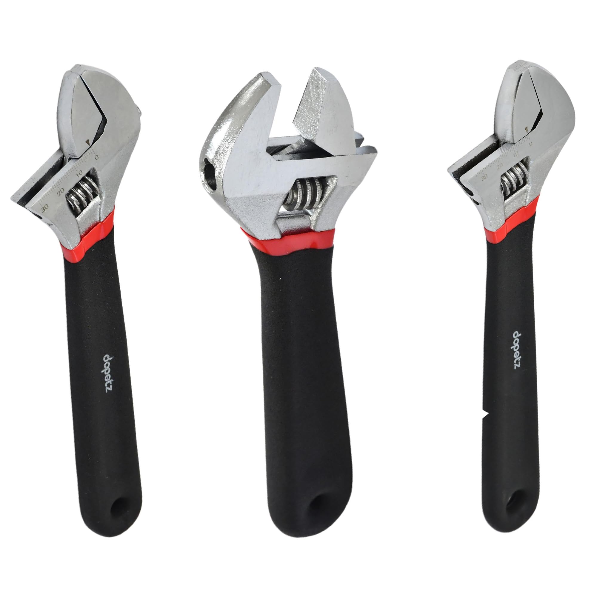 Dapetz ® Adjustable Spanner Wrench 6", 8" & 10" (150mm, 200mm & 250mm) with Large Jaw Opening – Adjustable Wrench for Plumbing, Bathroom Nuts, Pipe Fittings, DIY & Professional