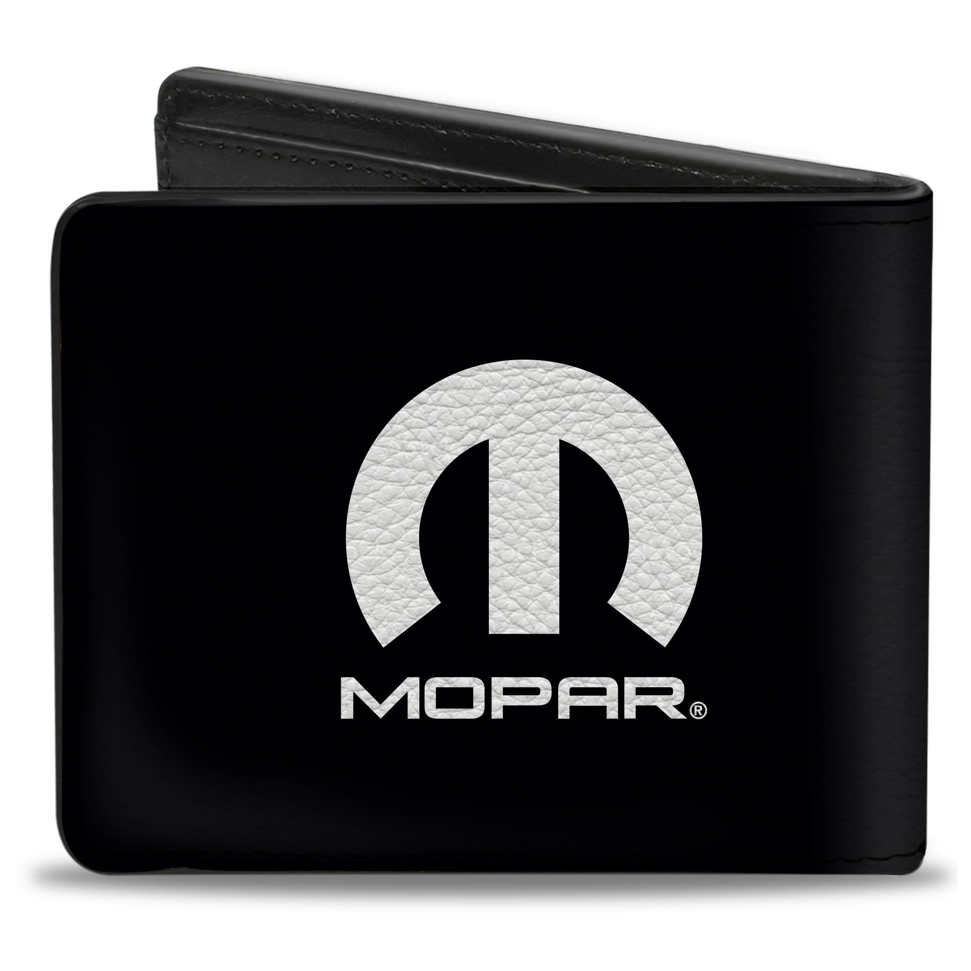 Buckle-Down Men's Standard Mopar Wallet, Bifold, Logo Black Silver Gradient, Vegan Leather, 4.0