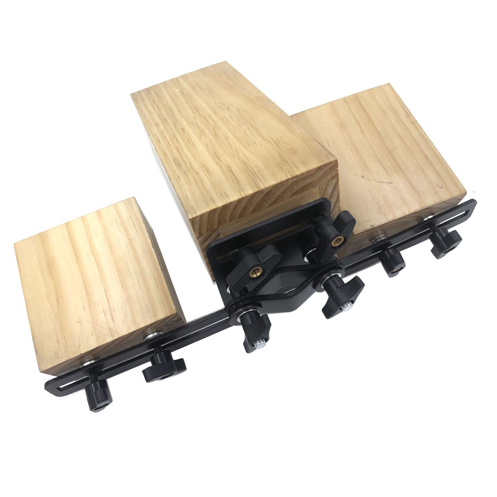 Tri-Bells Kuhglocke für Schlagzeug, dreifacher Holzblock, hoch, mittel, niedrig, Holz-Starmelblock für 1,6 cm Pfostenmontage, Schlagzeug-Set, Beckenständer, Zubehör