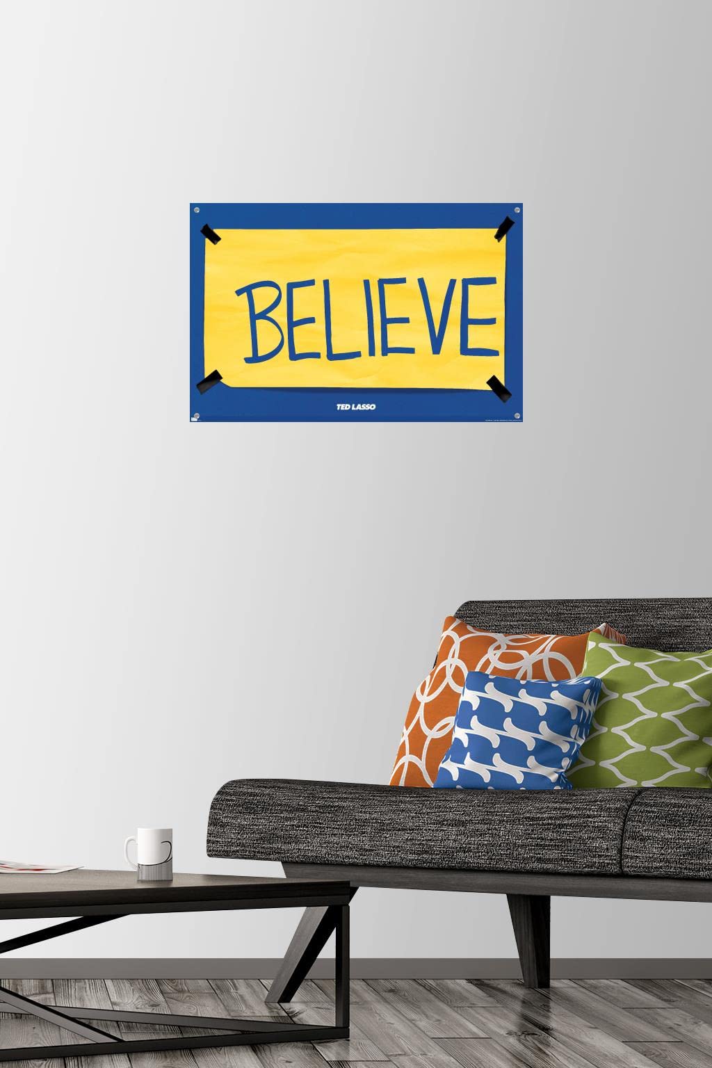 Trends International Ted Lasso "Believe" Poster + Push Pin Bundle | 14.725 X 22.375 Inches | Glossy Premium Print