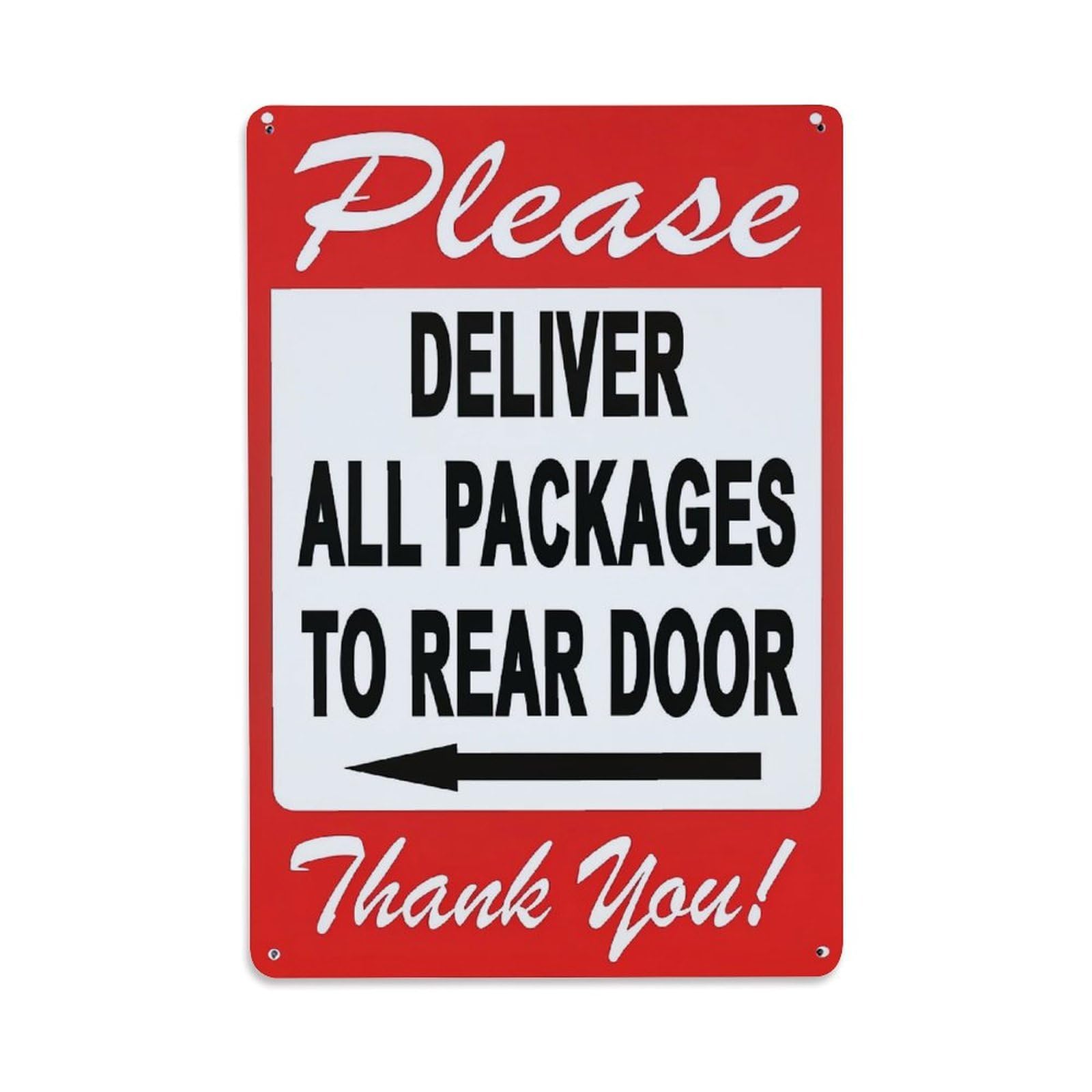 Jdfenggu Vintage Please Deliver Packages To Rear Retro Metal Tin Sign, Metal Poster For Bar, Home, Man Cave, Kitchen, Laundry Room Art Decor 8X12 Inch
