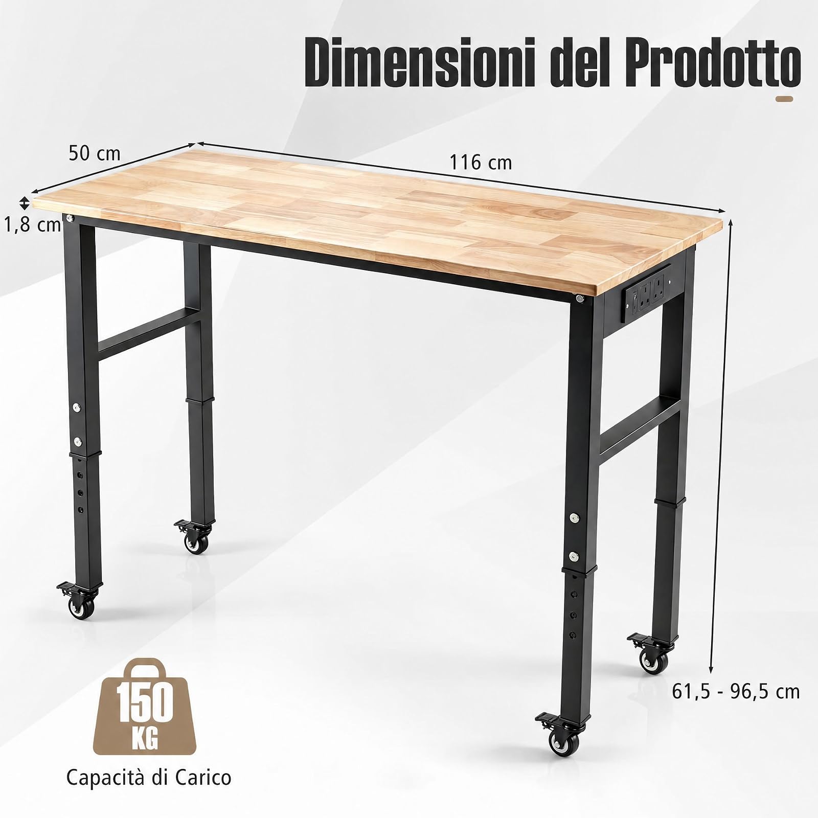 COSTWAY Banco da Lavoro Officina in Metallo 116 x 50 cm, Portata 635 kg