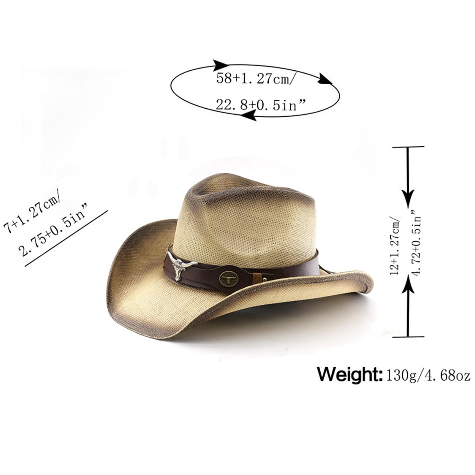 Sombrero de vaquero occidental para hombres y mujeres, sombrero de sol de verano de ala ancha, sombrero de paja, sombrero de protección solar de playa al aire libre estilo vaquero