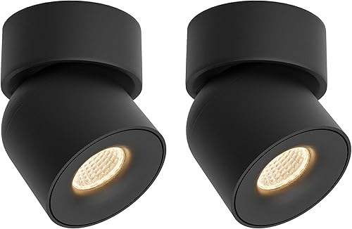 Aisilan - Paquete de 2 focos LED de techo negros para interiores, mejora tu sala de estar o dormitorio con luz de pared moderna ajustable, luz de