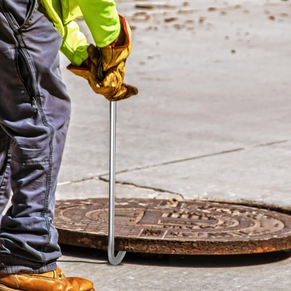 Cabilock Gancio a T in Acciaio Inossidabile Per Tombini Pesanti - Strumento Di Sollevamento Manuale Per Coperchio Del Pozzo Gancio Robusto Per Apertura Chiusini E Pozzetti 15X5.9 Pollici