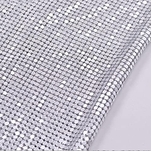 Craft Material Metal mesh Squin Fabric cuttable for Clothing Bag Making Party Decorations (Bright Silver Sequins) ¡­