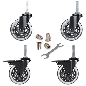 Hirate 3" Threaded Stem Swivel Caster Replacements Industrial Castors