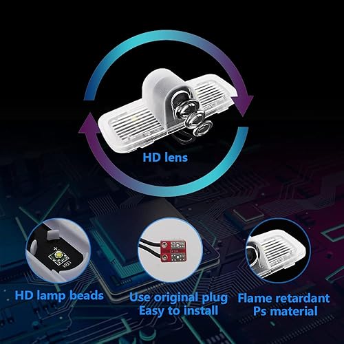 Miniatura 4 de 2 piezas de proyector LED de proyección de automóvil, luz de sombra de puerta, luz de bienvenida, emblema láser, logotipo, luces de charco