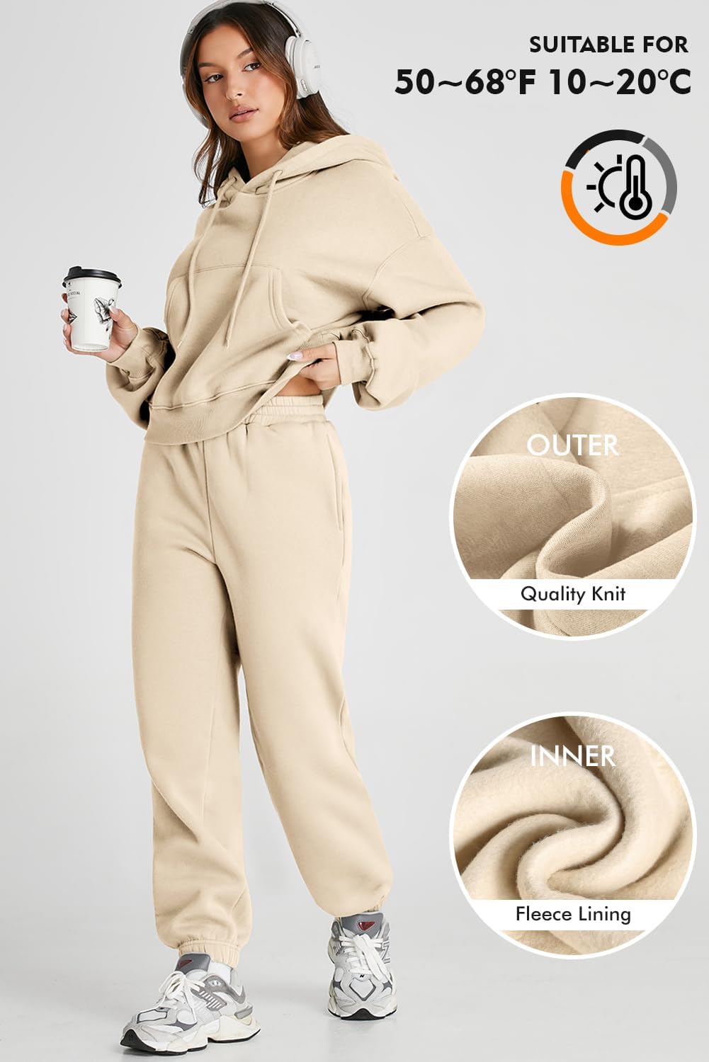 Herseas Womens 2 piece Outfits Lounge Sets Sweatsuits Hoodies Long Sleeve Sweat Set Fleece Fall Fashion Clothing 2025 - Image 2