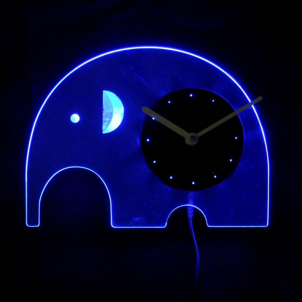 ADVPRO cnc2024-b Elephant Nursery Boy Room Illuminated Edge Lit Bar Beer Neon Sign Wall Clock with LED Night Light