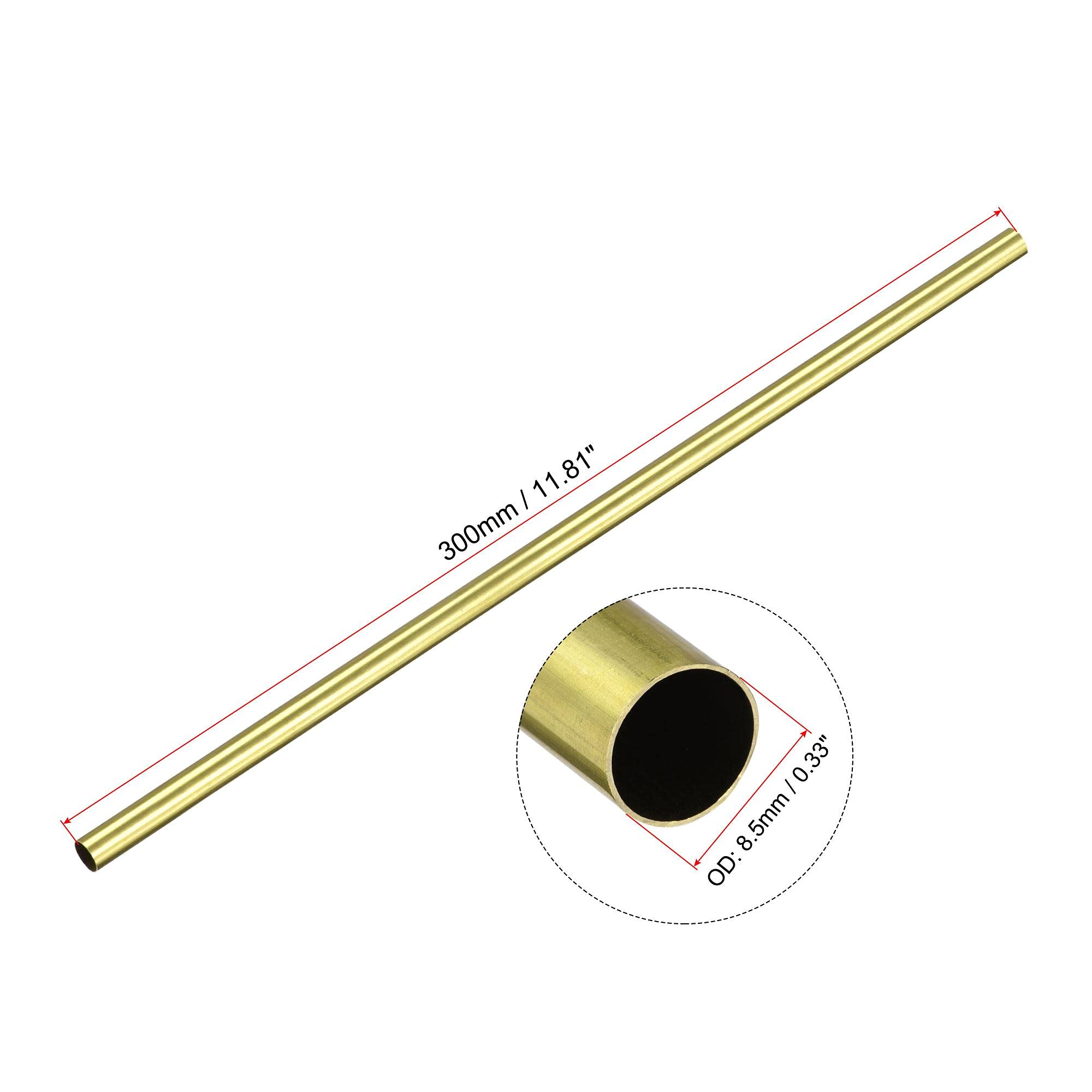 Sourcing Map Laiton Rond Tube 8.5mm OD 0.25mm Mur Épaisseur 300mm