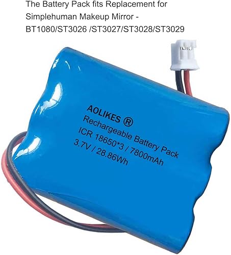 Miniatura 3 de XINLANTECH Batería recargable de iones de litio de 3.7 V 6600 mAh 24.42 Wh para sensor Simplehuman Espejo de maquillaje ST3026 BT1080 Reemplazo de