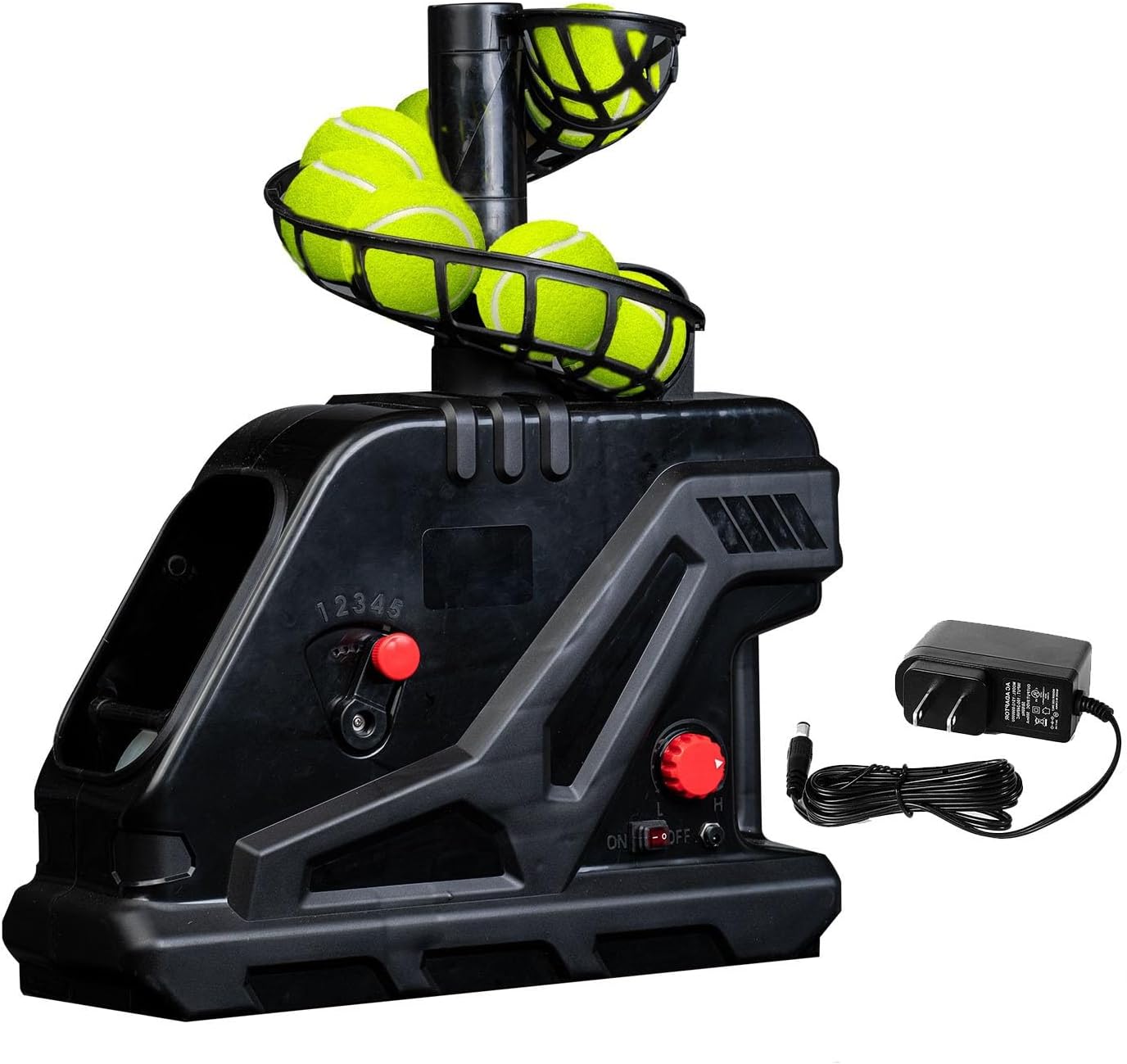 Portable Tennis Ball Machine, Lithium Battery Tennis Ball Launcher for Tennis Training, 50 Large Capacity Rechargeable Ball Machine, Up to 30mph