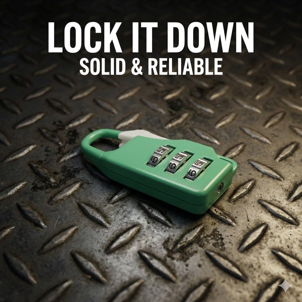 Luggage Combination Lock, Red, 3-Digit Security Lock with Carabiner Design (Green)
